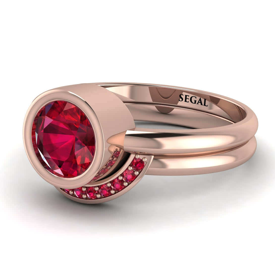Bezel Ruby Bridal Set - Emerson No. 56